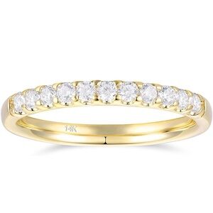 14K Gold Moissanite Wedding Bands 14K Gold Moissanite Rings 2mm Stacking Rings